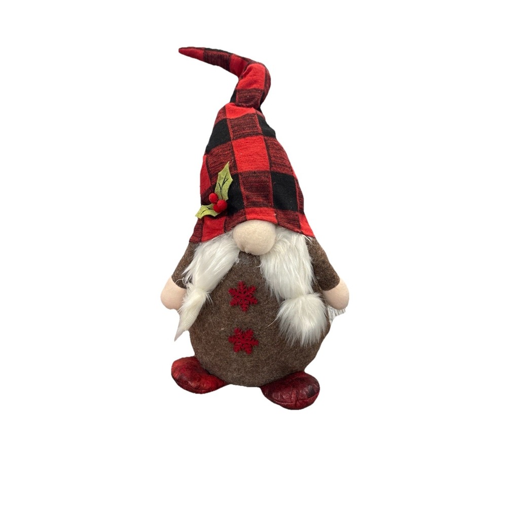New 16.5" Gerson Christmas Gnome With Weighted Base For Stability, Red/black